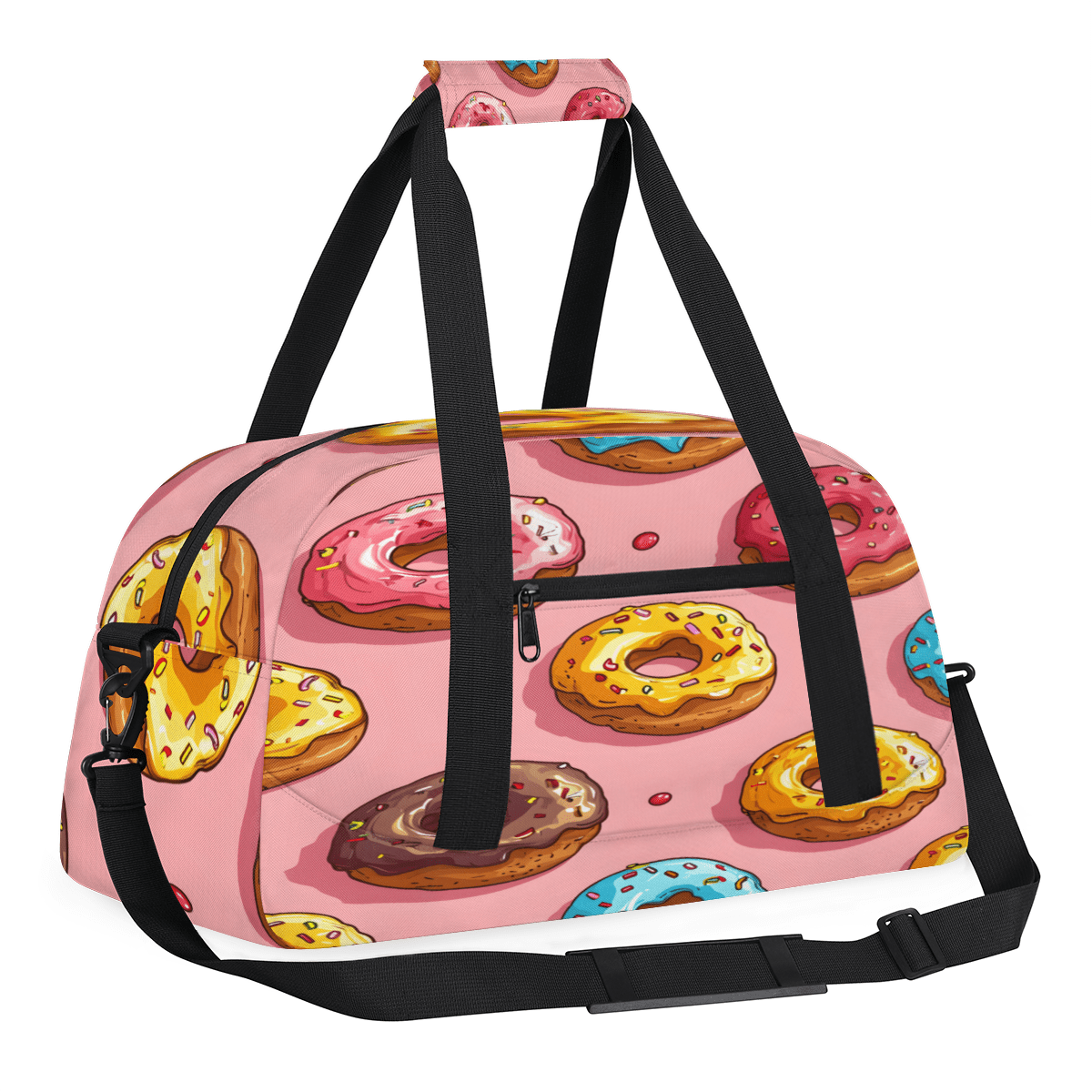 Herdesigns Donuts Sports Duffle Bag for Women & Men, Sweet Donut Gym Bag Dance Bag Overnight Bag Carry On Weekender Travel Bag