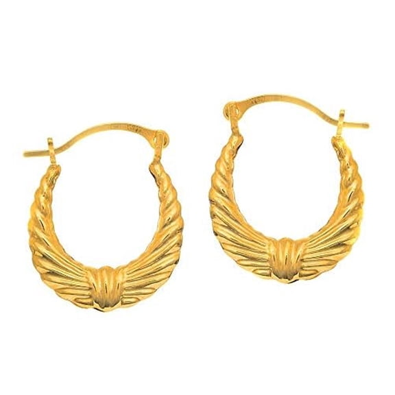 JewelStop 14K Yellow Gold Fancy Small Hoop Earrings