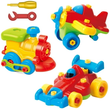 ake Apart Toys Set - Airplane, Train, Racing Car - STEM Learning Construction Tools for Kids 3-6 