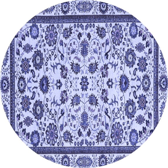 Ahgly Company Machine Washable Indoor Round Abstract Blue Modern Area Rugs, 8' Round