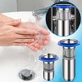 thumbnail image 1 of Tapón de desagüe de lavabo de baño de acero inoxidable 304 - Núcleo antiolores con diámetro variable (1,02"-1,2"), incluye 2 anillos de goma para cocina y ducha, 1 of 9
