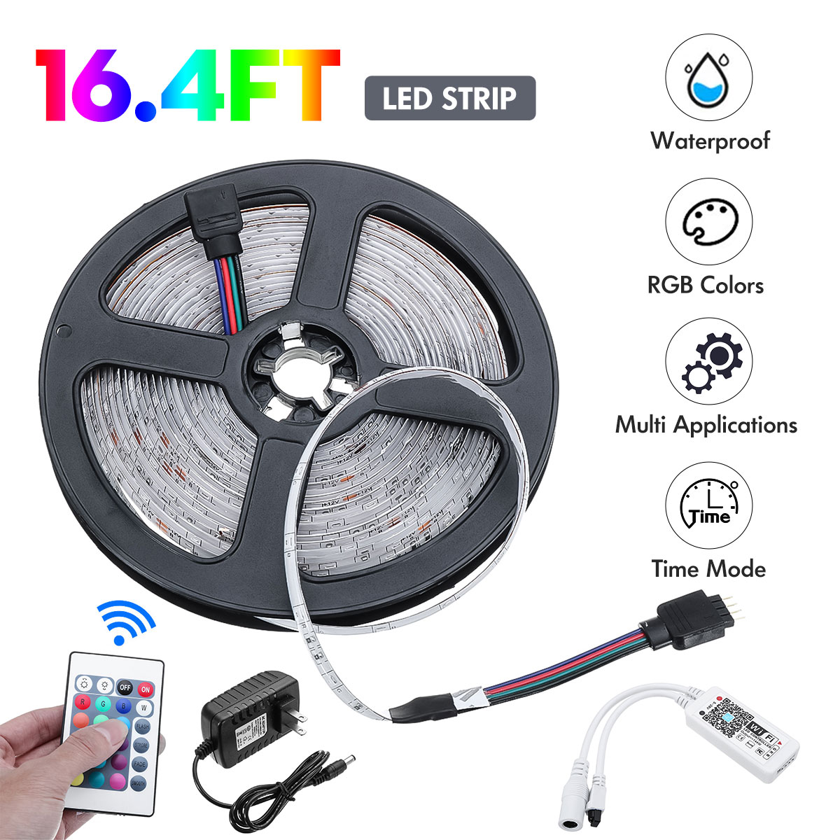 16.4ft RGB LED Strip Lights, Smart Home Alexa Wifi Wireless Phone App