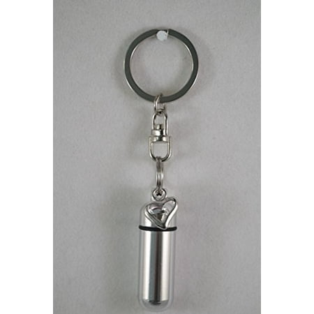 - Silver Open Heart - Engraved CREMATION URN Keepsake on Stainless Steel Swivel Key Chain - Includes Velvet Pouch and Fill-Kit