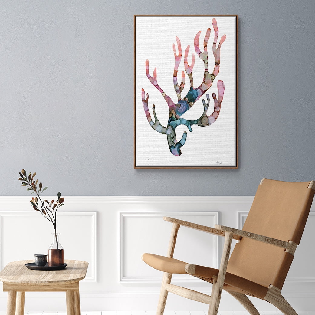 Sea Coral II Framed Premium Gallery Wrapped Canvas - Ready to Hang - 25 x 37 - Walnut Floating Frame