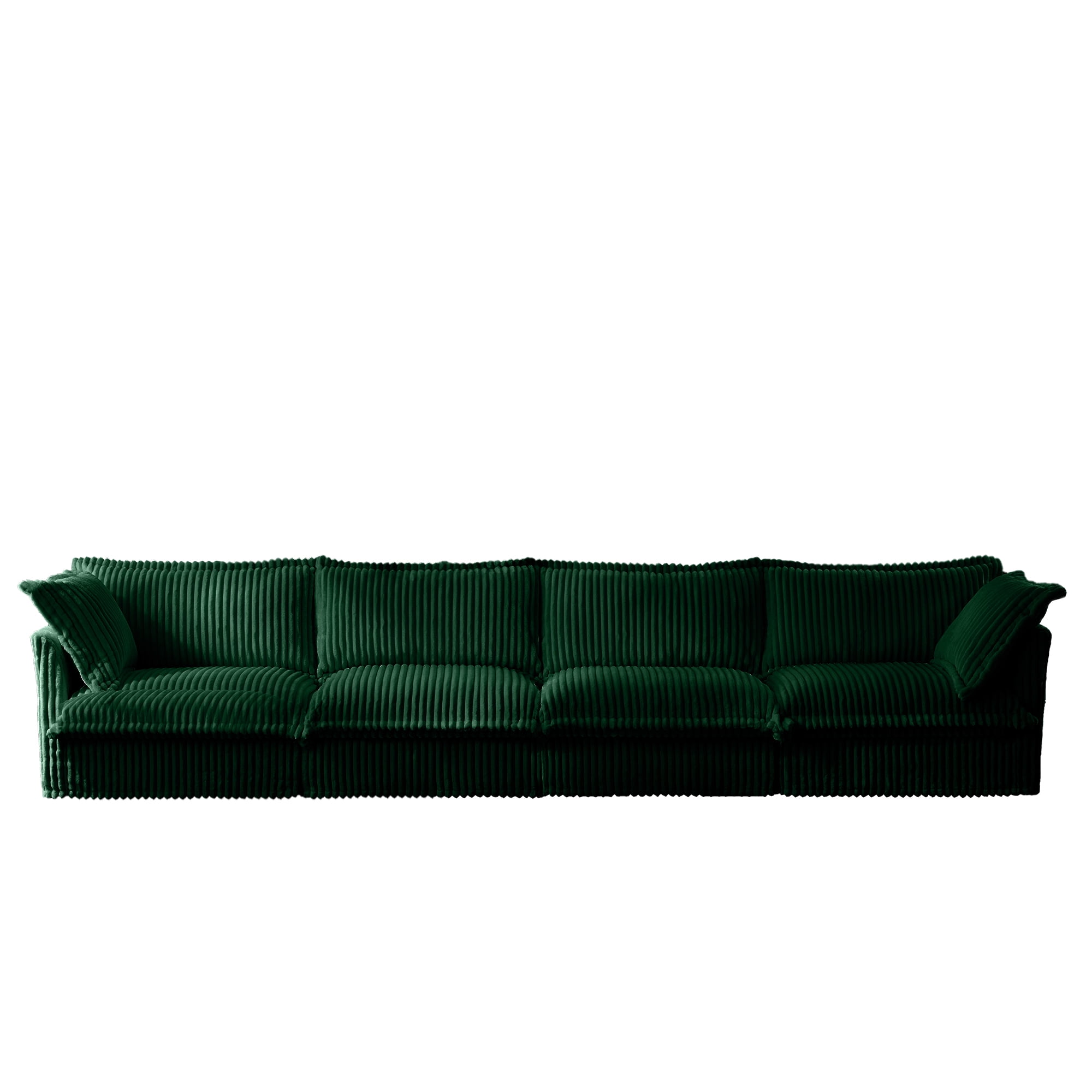 Gewnee Deep Seat Slipcovered Oversize 4 Seater Sectional Sofa Couch with Removable Cover,Comfy Green Corduroy Fabric for Living Room