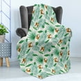 thumbnail image 4 of Watercolor Soft Flannel Fleece Blanket, Coconut Fruit Exotic Nature Palm Tree Leaves Aloha Hawaii Polynesian Food, Cozy Plush for Indoor and Outdoor Use, 70" x 90", Green Pale Brown, by Ambesonne, 4 of 5