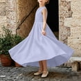 thumbnail image 6 of LEKWK Girls Bridesmaid Flower Dress Sleeveless Satin Bow Tie Backless Pageant Gown Pleated Flowy A-Line Princess Dresses for Birthday Party Wedding 0-13Y, 6 of 9