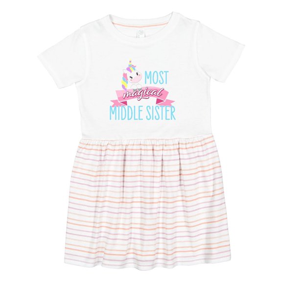 Inktastic Most Magical Middle Sister Cute Unicorn Girls Toddler Dress