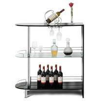 Bar Cabinets Table with Glass Holder, Modern Liquor Display Cabinet, Wine Storage for Home Bar, Black