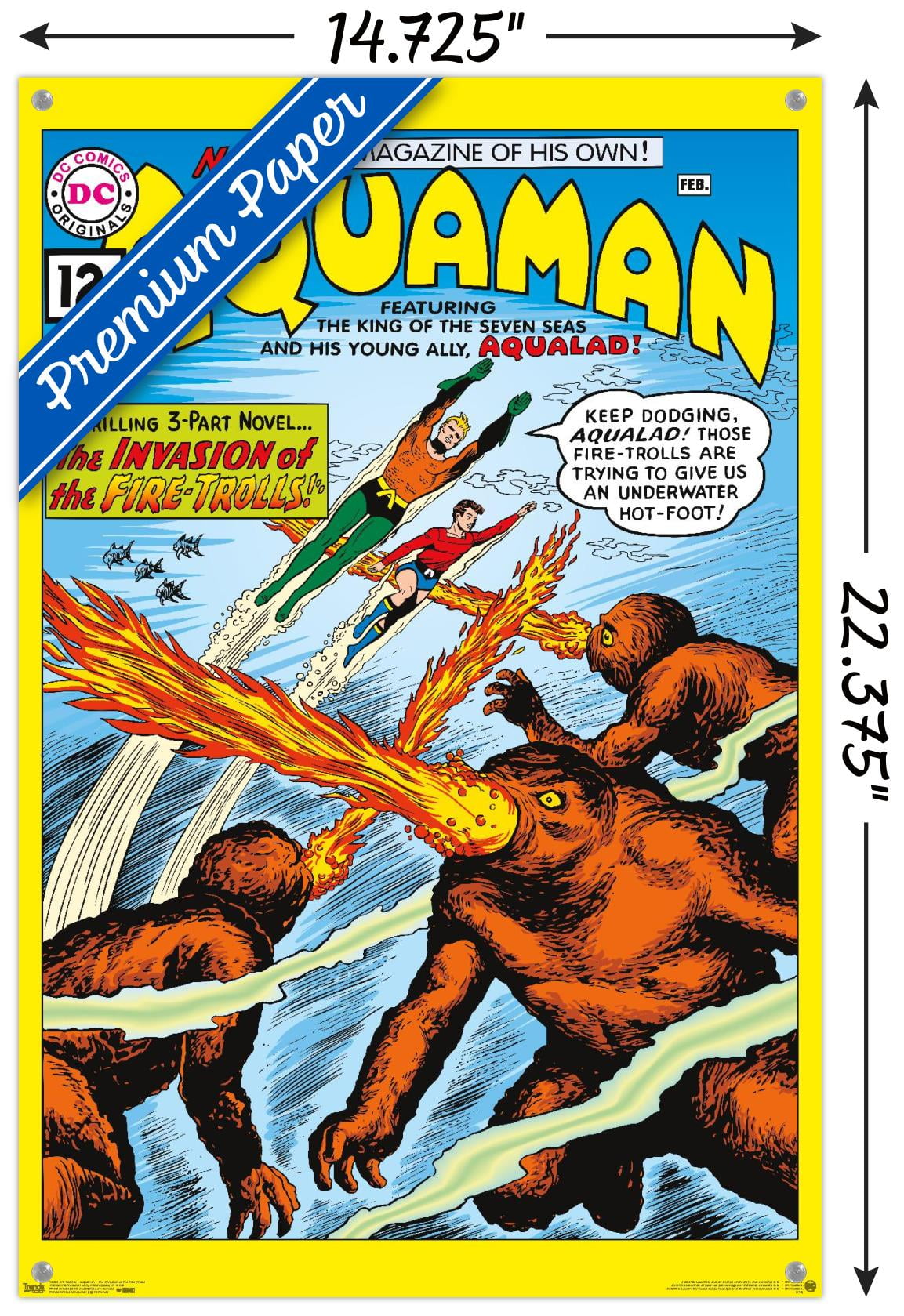 DC Comics - Aquaman - The Invasion of the Fire-Trolls Wall Poster with Pushpins, 14.725" x 22.375"