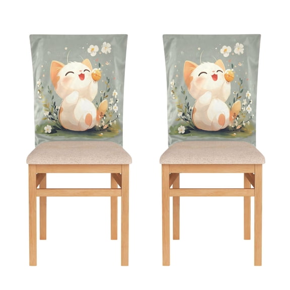 Decorative Chair Back Cover One Size x2 Chair Cover Dining Chair Slipcovers Chair Back Decoration Festival Chair Decoration Cat Smile