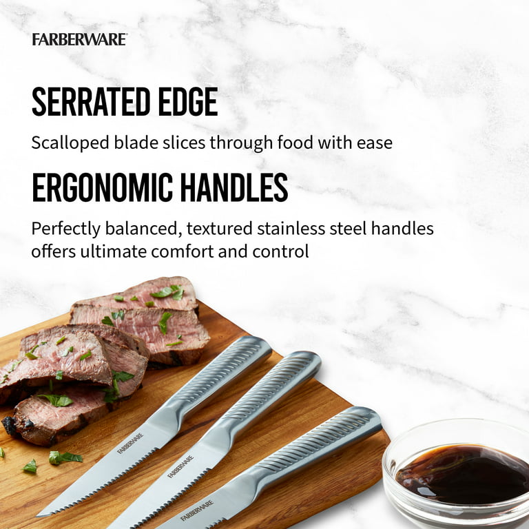 Farberware Oversized Steak Knife Set (4) Piece Black Handles