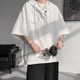 thumbnail image 6 of Mens High Quality Summer Half Sleeve Hooded T-shirt Korean Drawstring Pullover, 6 of 11