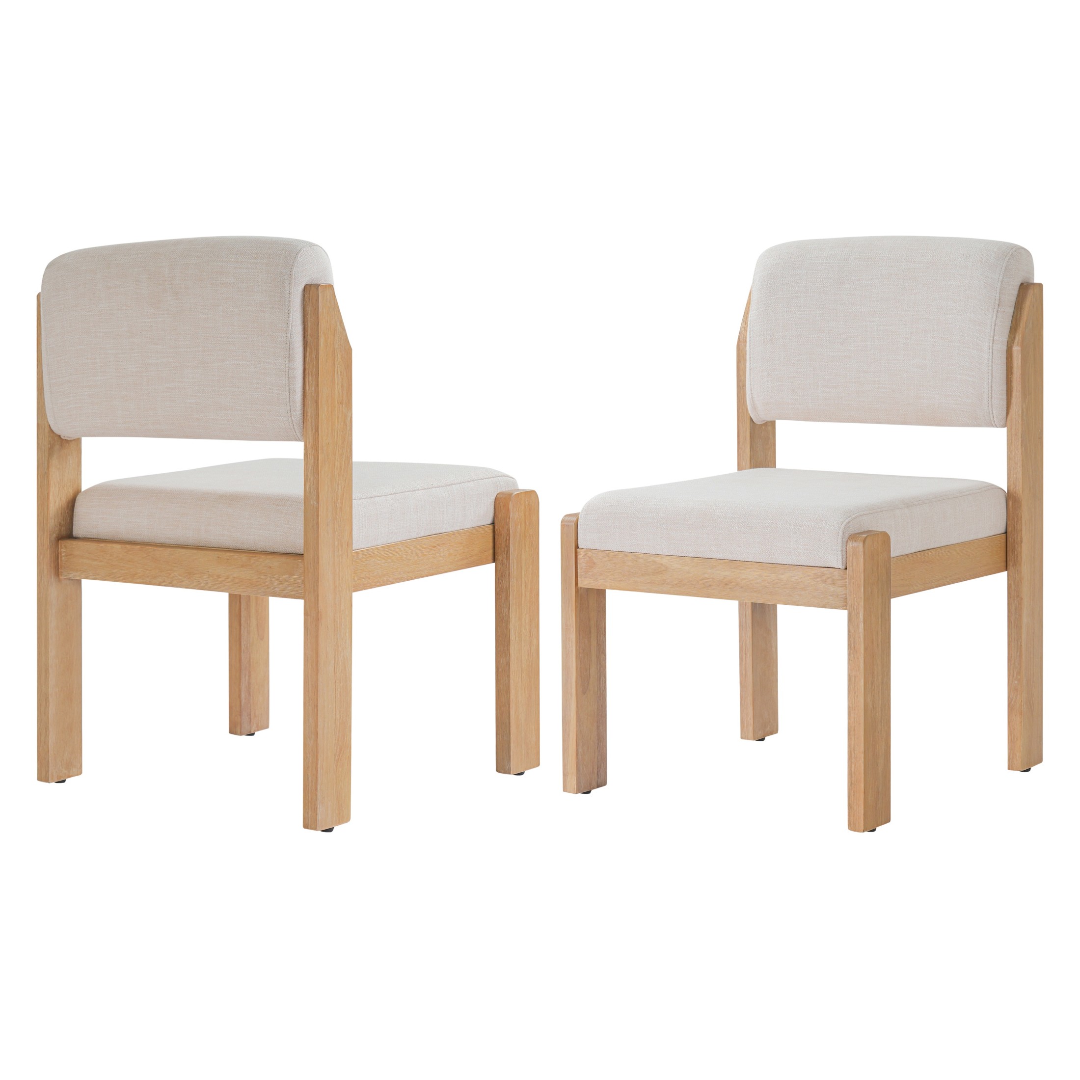 Christopher Knight Home Modern Upholstered Dining Side Chairs, Wood Frame, Natural+Beige, Set of 2