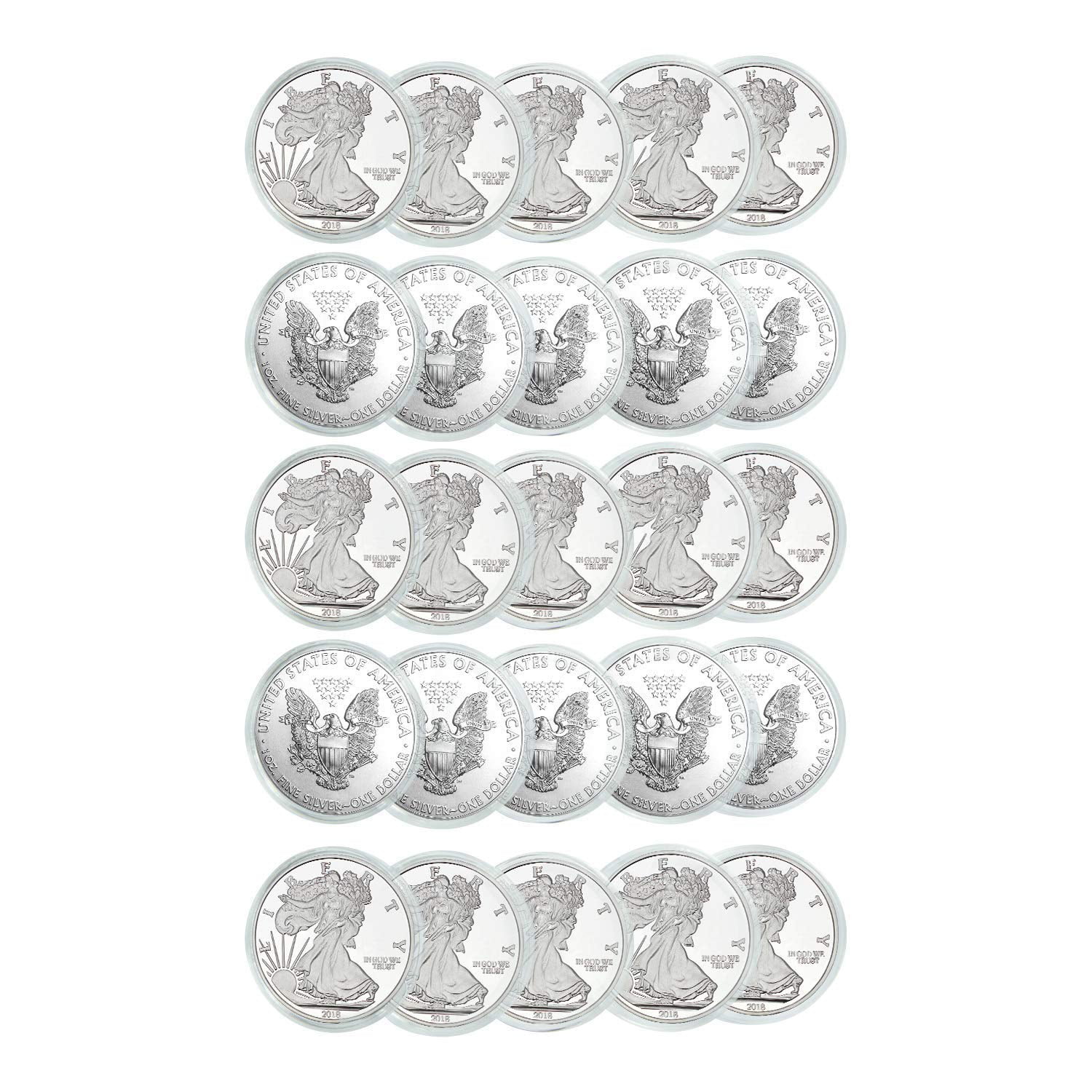 US Quarter Coin Capsules Air-Tite Holders 24mm White Ring 25 Pack 