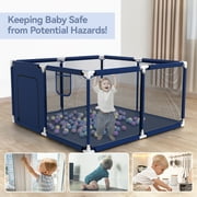 Baby Playpen, Outdoor Play Yard, Portable Play Yard 4-Panel- Baby Safety Playpen for Infant Toddler Boys,Navy