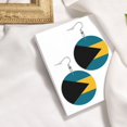 thumbnail image 4 of Round Leather Earrings For Women Flag Of The Bahamas Drop Earrings Lightweight Dangle Earrings, 4 of 6