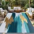 thumbnail image 3 of Fsddascl Modern Teal Green Outdoor Rug for Patio/Deck/Porch, Non-Slip Large Area Rug 5 x 8 Ft, Abstract White Gold Oil Painting Indoor Outdoor Rugs Washable Area Rugs, Reversible Camping Rug Carpet, 3 of 5