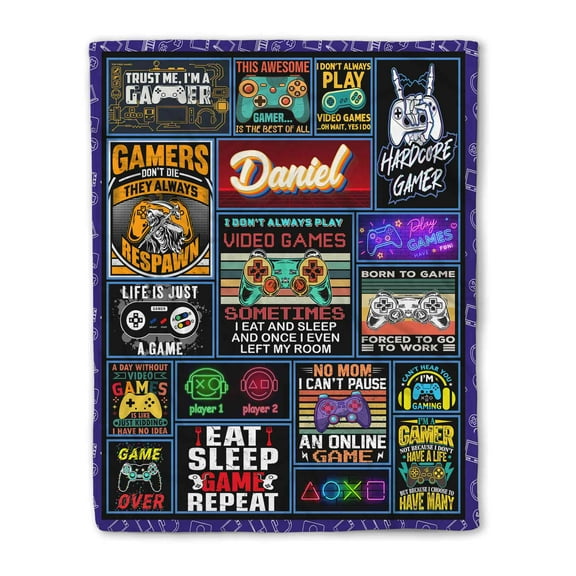 Lazaofficial Custom Name Blanket, Boys Blanket, Gamer Blanket, Gamer Throw Blanket, Gaming Blanket