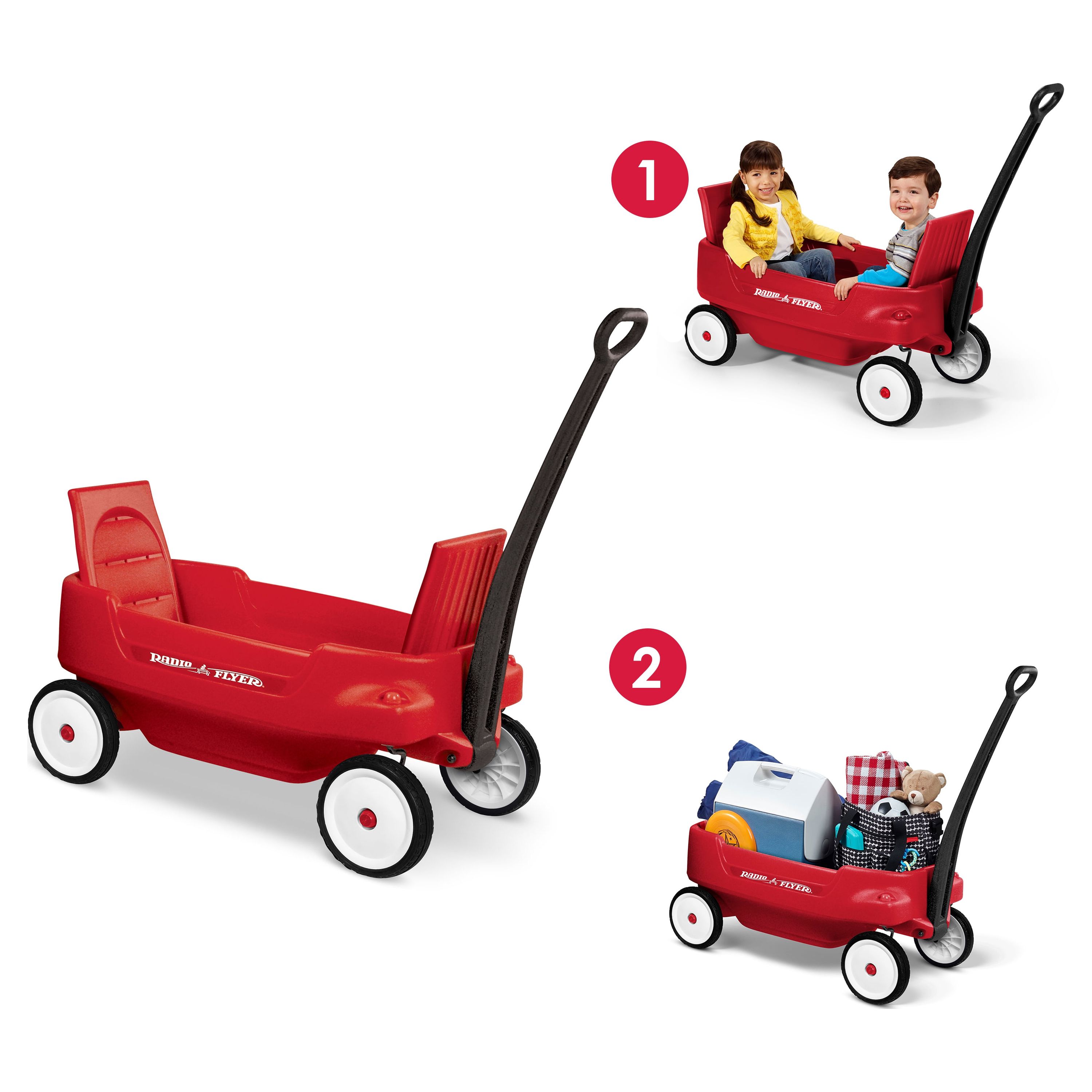 Radio Flyer, Pathfinder 2-in-1 Wagon, Folding Seats, Red - image 2 of 9