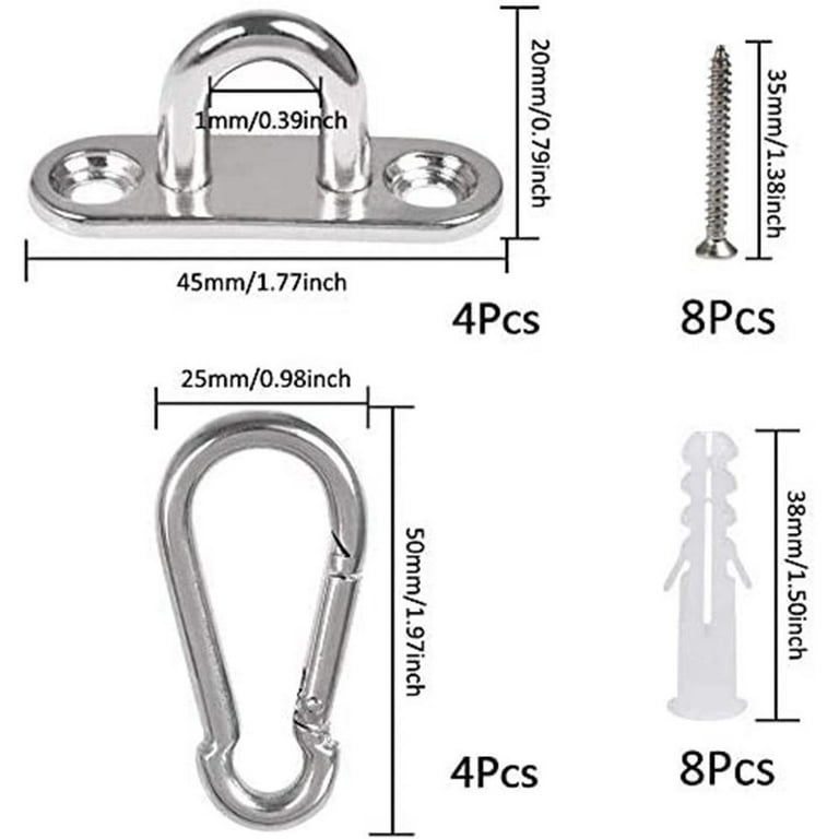 Pad Eye Plate Hammock Mount Ceiling Hook Hanging Hardware Fitting Heavy Duty Metal Staple Hooks for Boat Accessories Home Use Rock Climbing Quantity 4