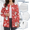 thumbnail image 6 of Binienty Christmas Santa Claus Women's Long Sleeve Scrub Jacket with Pockets Soft Breathable Fabric, Relaxed Fit for Comfort, Front Button Closure, Ideal for Hospital Nursing Staff Holiday Work Wear, 6 of 7