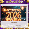 thumbnail image 1 of Decorative Design New Year Banner Colorful Theme Celebration Banner Balloon Decoration Fireworks Party Banner for New Year Party Festival Gathering Event, 1 of 5