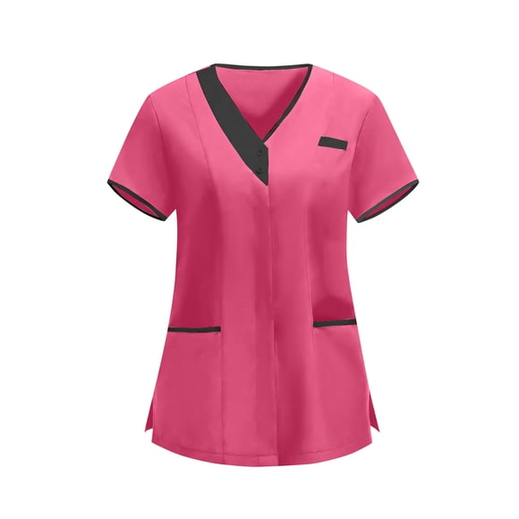 V-Neck Scrub Tops for Women, Nursing Uniforms, Short Sleeve Medical Scrubs for Healthcare Professionals, Clinic Workwear, Caregiver Shirt