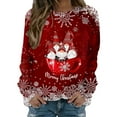 thumbnail image 2 of Pavied Chandails à Capuchon pour Femmes, Chandails à Capuchon Graphiques, Pull à Manches Longues Col Rond Joyeux Noël Imprimé, Chandail en Molleton pour Femmes, Chandails en Molleton Col Rond, Pulls à Capuche pour Femmes, Rouge TG, 2 of 4