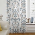 thumbnail image 6 of Blue Tan Flower Sheer Curtains 63 Inches Long, Abstract Vintage Ethnic Tribal Boho Light Filering Curtains, Breathable Simi Curtain Privacy Drapes for Living Room Bedroom Lightweight Window Treatment, 6 of 9
