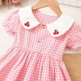 thumbnail image 5 of newwalpole Girls Summer Casual Embroidery Smocked Dresses Kid Child Elegant Plaid Family Party Smock Clothes Pink for Size 4-5 Years, 5 of 9
