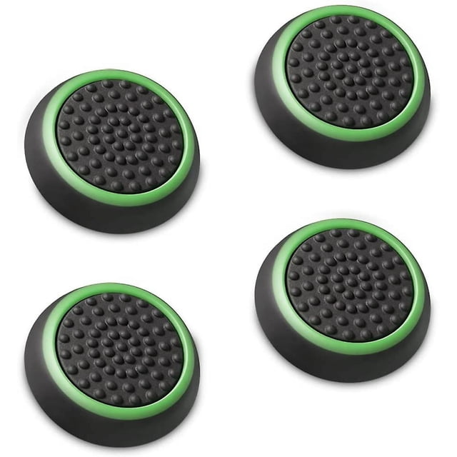Tapa de agarre de silicona para joystick analógico (4 paquetes/2 pares, negro/verde), apta para usar con mangos Pro de Ps5/ps4/ps3/ps2/xbox 360/one/switch