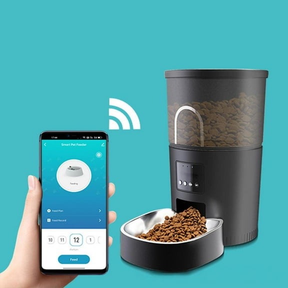 Automatic Cat Feeder: 4L Timed Cats Food Dispenser Programmable 1-6 Meal for Cat and Small Medium Dog-  Voice Recorder, Smart Alerts,  Easy to Set Up Dual Power Supply Detachable Washable