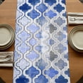 thumbnail image 5 of Blue Morocco 48 Inch Table Runner, Vintage Graffiti Paint Art Boho Dappled Farmhouse Dresser Scarf Cotton & Linen Tablerunner for Dining/Kitchen Island/Holiday Party Décor 13" x 48", 5 of 9