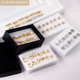 thumbnail image 2 of LUXUKISSKIDS, juegos de pendientes, tachuelas para mujer, moda de acero inoxidable, 6 par/caja, Piercing 316L hipoalergénico, pequeño brinco, regalos para niños Dengxun unisex, 2 of 2