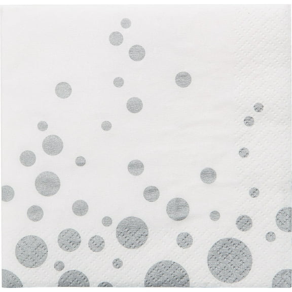 Creative Converting 16 Count Paper Beverage Napkins, Sparkle and Shine Silver