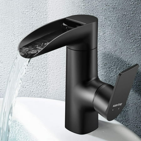 Waterfall Bathroom Faucet Black Matte For Sink 360 Swivel Single Handle One Hole Vanity Farmhouse Rv Vessel Basin Deck Mount 100 Lead Free Canada - Rv Bathroom Sink Faucet Black Waterfall Bathroom Faucet Black Matte For Sink 360 Swivel Single Handle One Hole Vanity Farmhouse Rv Vessel Basin Deck Mount 100 Lead Free Canada - Rv Bathroom Sink Faucet Black