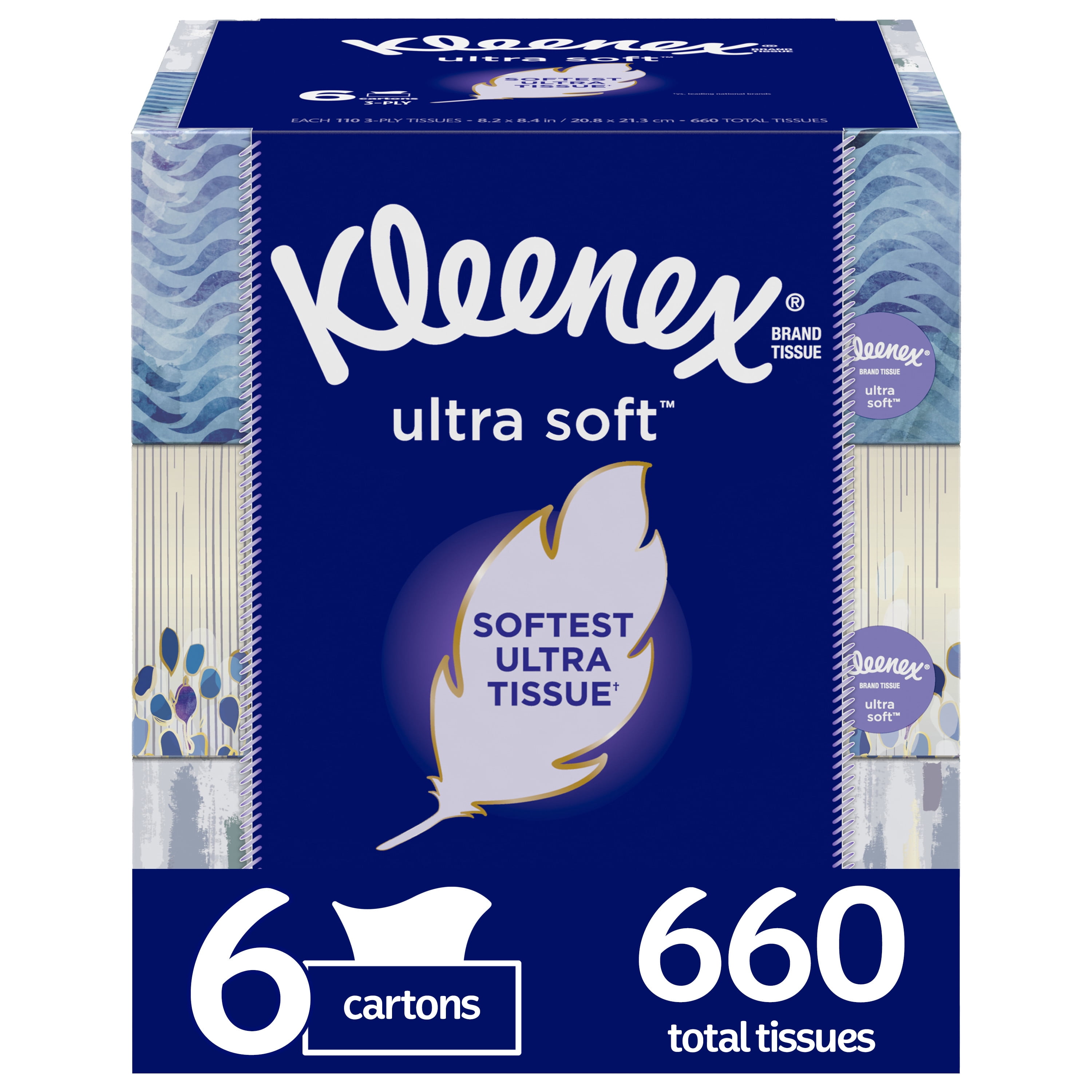 6 Pack Of Kleenex Everyday 144 Tissues Per Flat Box Facial Tissues Paper 