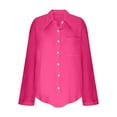thumbnail image 4 of VgaVtl Collared Womens Shirts Long Sleeve Fall Winter Womans Tops Leisure Loose Pink Button Down Solid Color Dressy Shirts,XL, 4 of 6