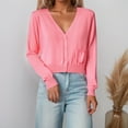 thumbnail image 2 of Cropped Cardigan Women's Lightweight Knit Cropped Cardigan Long Sleeve V Neck Open Front Sweater Cardigan Sweaters Pink L, 2 of 5