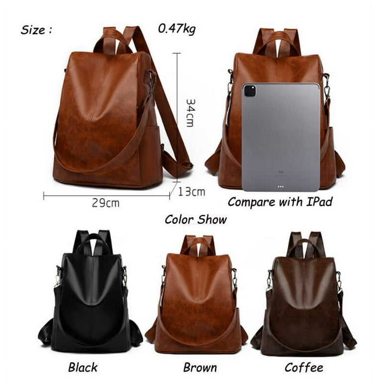 BATE Backpack Purse for Womens, Waterproof PU Leather Travel Backpacks  Handbags, Ladies Casual Shoulder Bags Brown