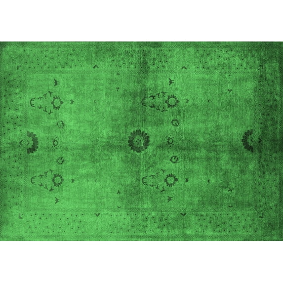 Ahgly Company Indoor Rectangle Oriental Emerald Green Industrial Area Rugs, 8' x 10'
