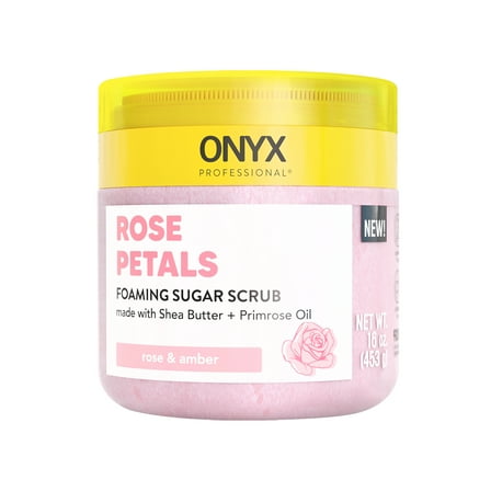 ONYX Professional® Foaming Body Scrub with Shea Butter & Primrose Oil, Rose Petals, 16 fl oz