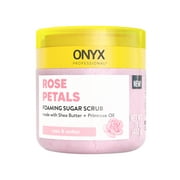 Onyx Professional Foaming Body Scrub with Brush, Rose Petals, All Skin Types,16oz