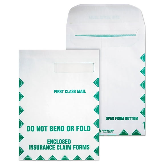 Redi-Seal Insurance Claim Form Envelope, Cheese Blade Flap, Redi-Seal Adhesive Closure, 9 x 12.5, White, 100/Box | Bundle of 2 Boxes