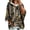 02#Coffee, variant on Womens Forest Leaf Allover Print Drawstring Hooded 3/4 Sleeve Pullover Loose Casual Fashion Top Daily Outdoor Street Outfits
