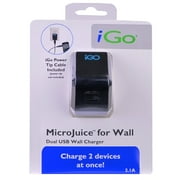 Angle View: iGo BN00293-0006 MicroJuice Dual-USB 2.0 Wall Charger w/iGO Power Tip Cable