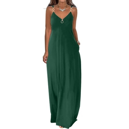 

HTNBO Boho Summer Dresses for Women 2023 Solid Color with Pockets Corset Dress