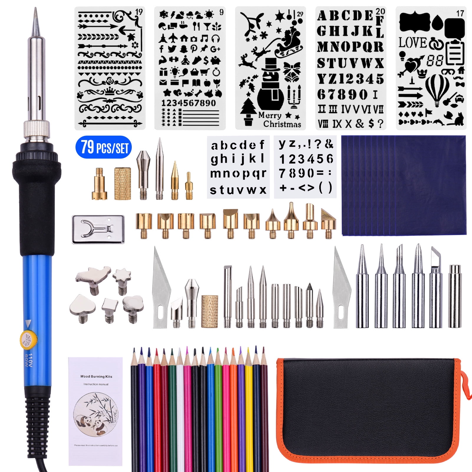 4Pcs Pince à épiler pyrogravure Soldering Tool Set Kits Pour Wood Burning Art Pen Craft 