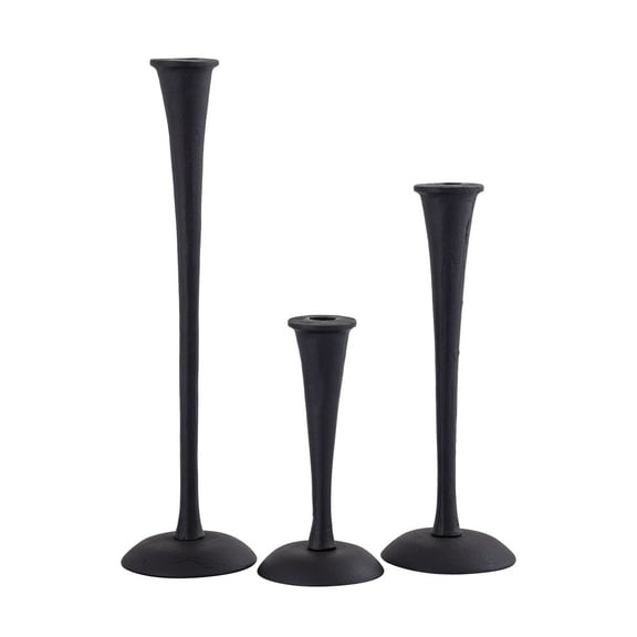 Elk Home Trumpet Scandinavian Candleholder in Aged Black Finish, for dining table centerpiece